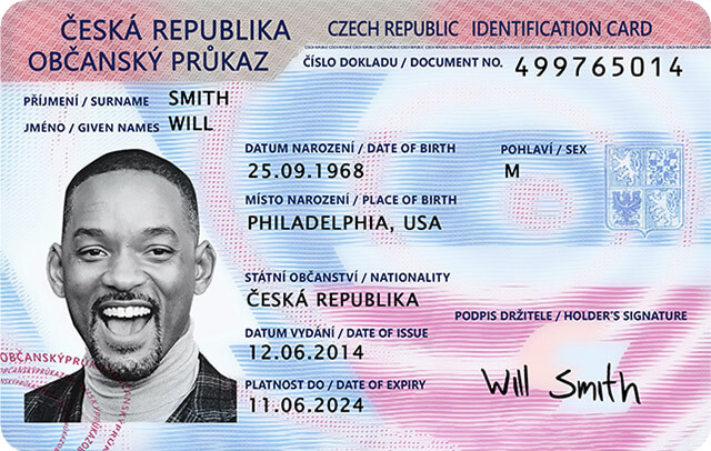 Kliknij, aby powiększyć Czeski Dowód Osobisty